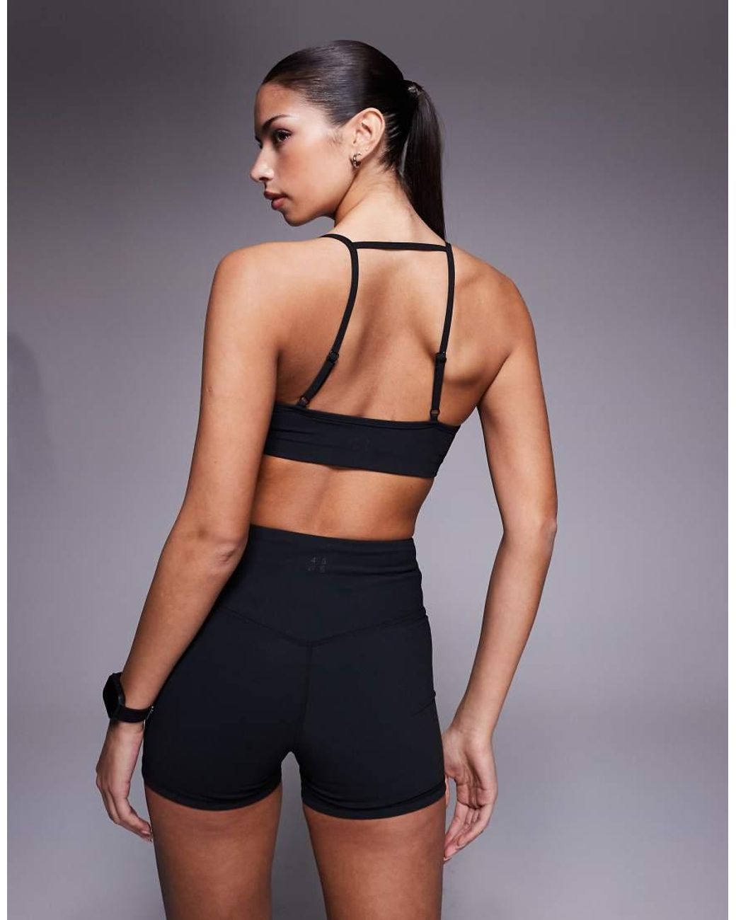 4505 Black Micro Rib Light Support Sports Bra With Adjustable Straps And Removable Padding