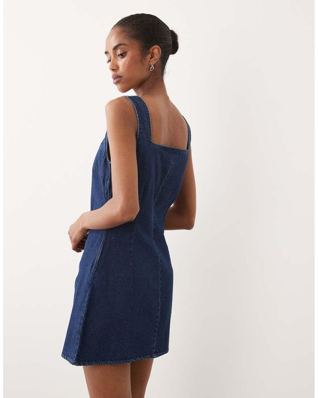 ASOS Blue Denim Square Neck Mini Dress