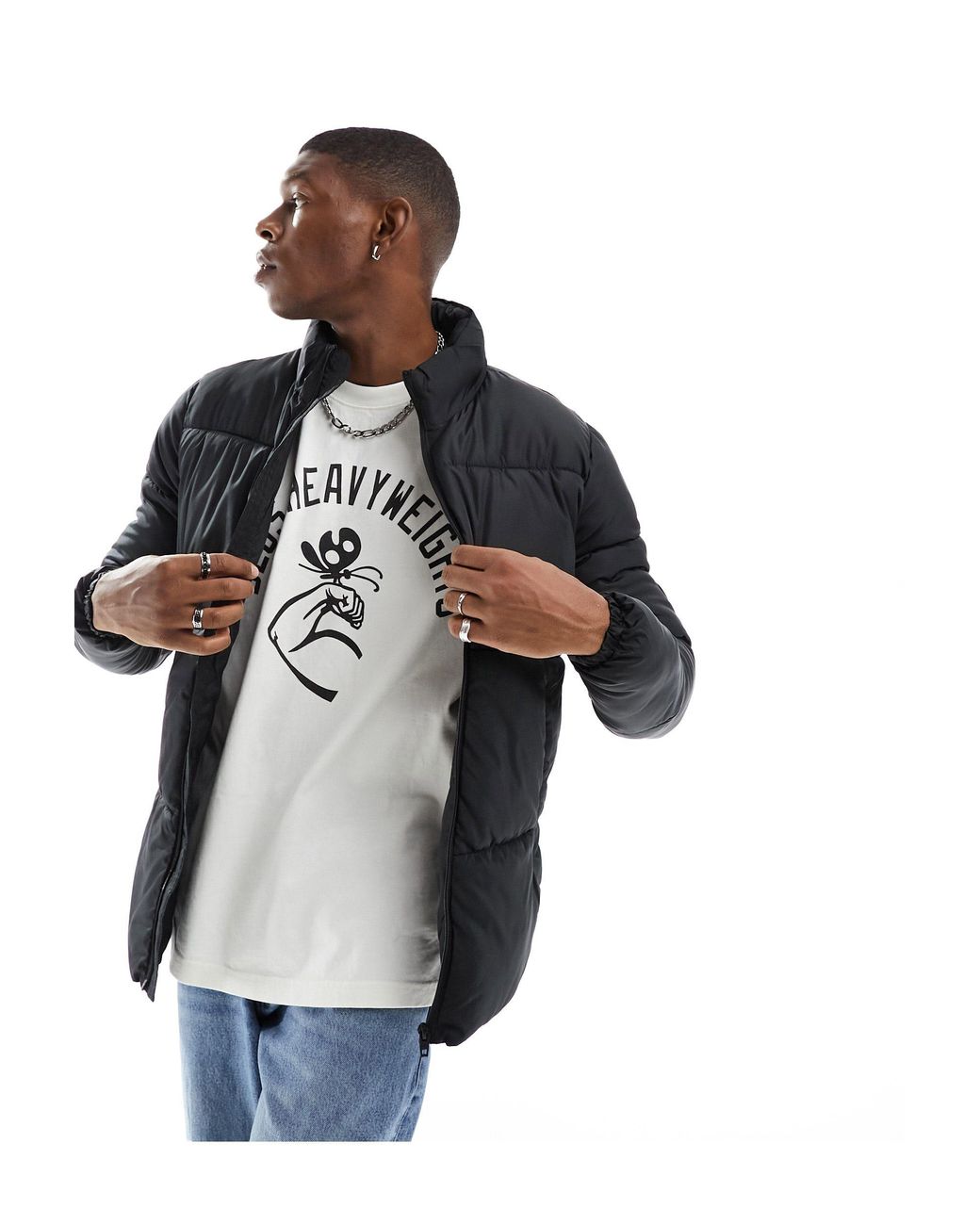 French Connection Funnel Neck Puffer Jacket in Blue for Men Lyst