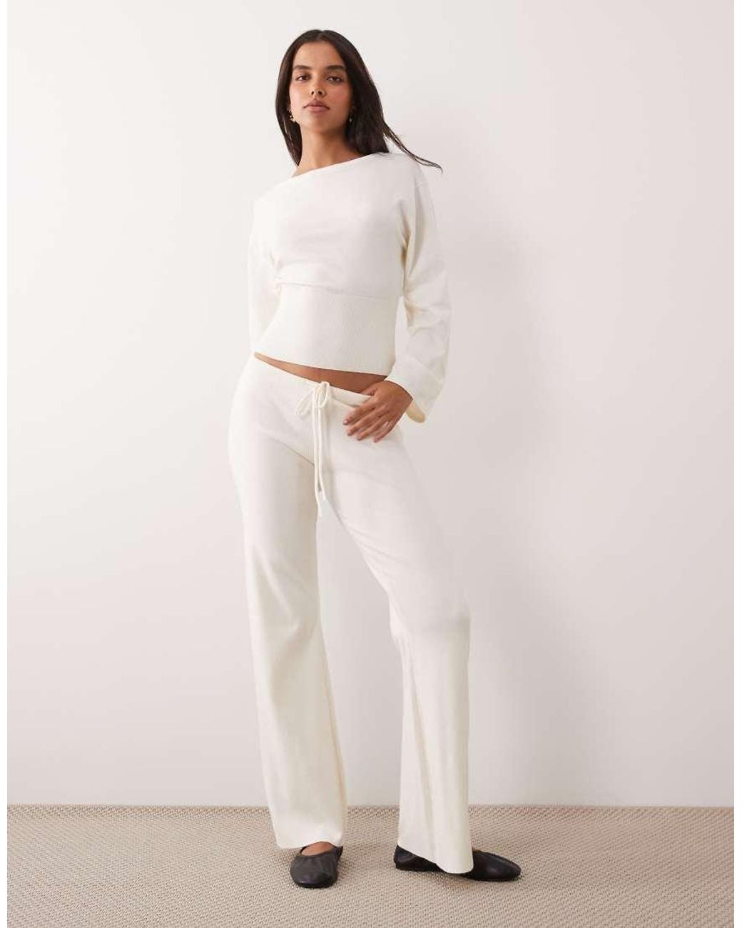 Gina Tricot Natural Co-ord Knitted Loungewear Trousers