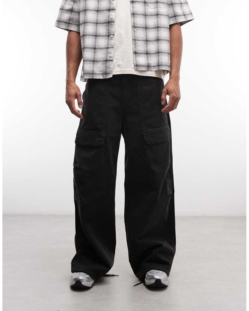Weekday Gray Oversized Parachute Pants for men