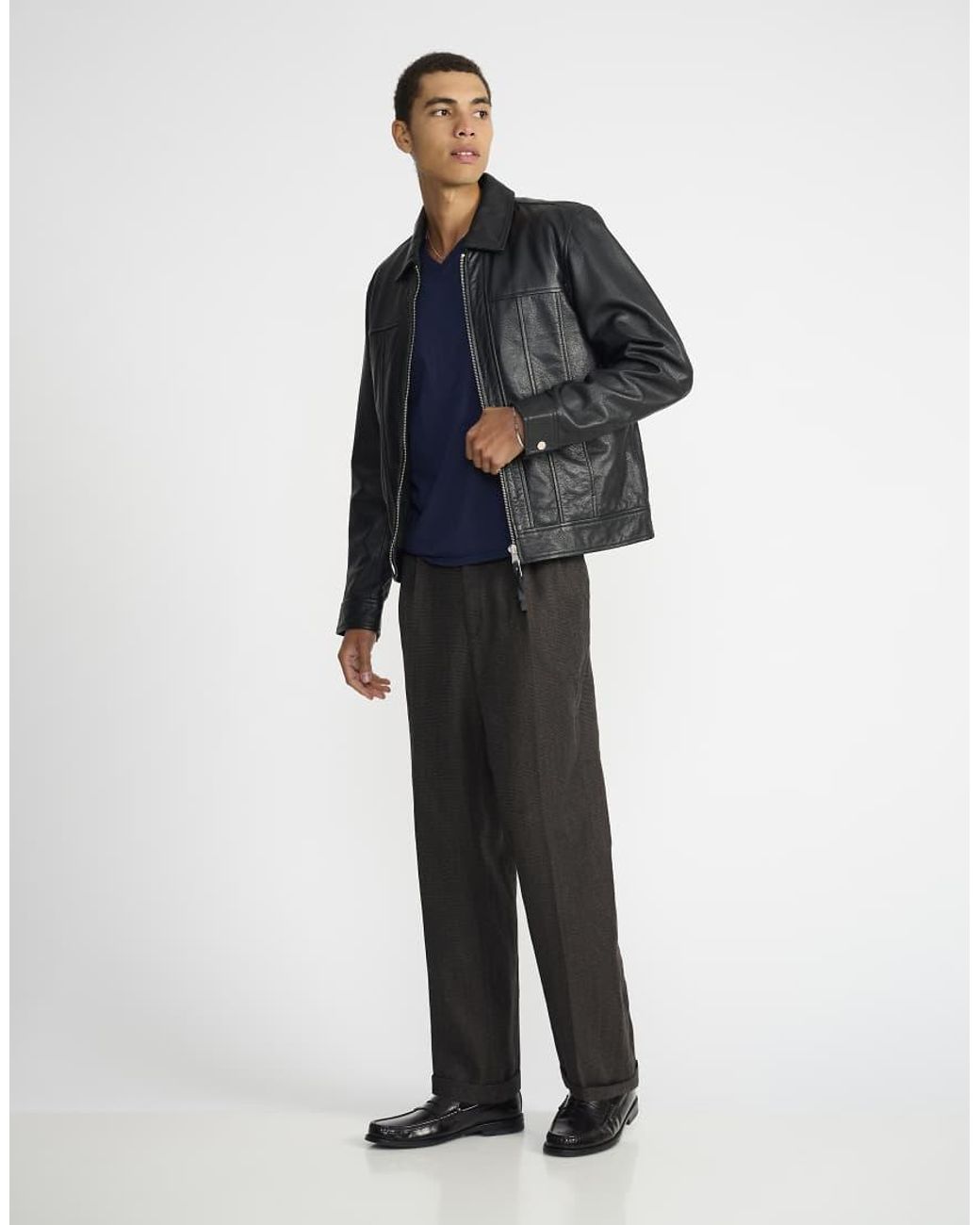 Bolongaro Trevor Black Real Leather Carter Jacket for men