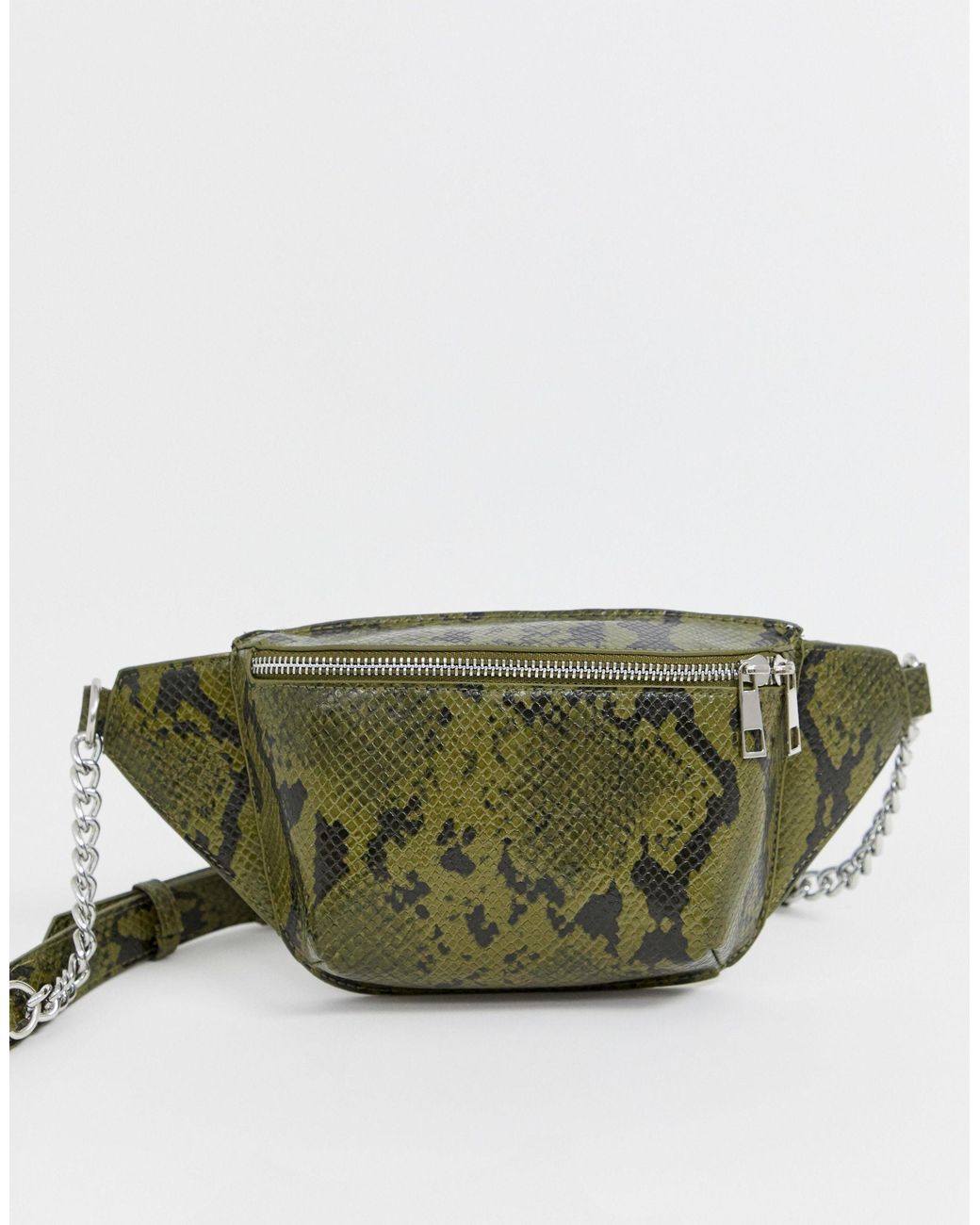 Sac banane avec chaîne - Kaki Bershka en coloris Vert | Lyst