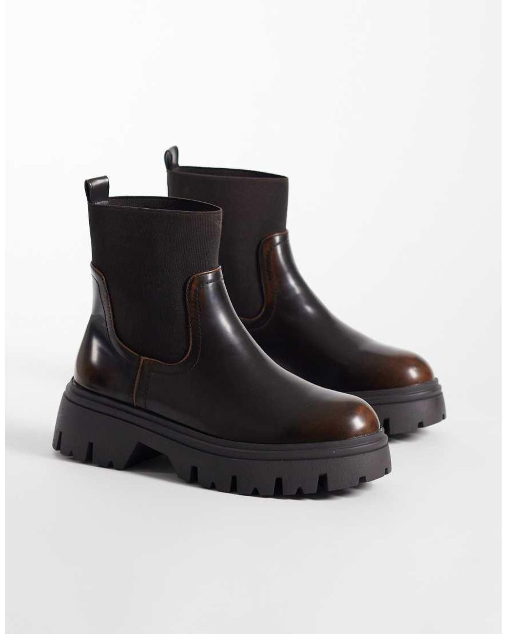 SEQWL Black Twirl Chunky Chelsea Boots
