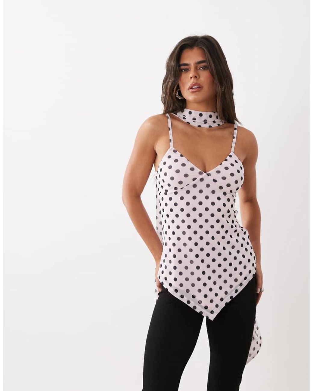 ASOS Multicolor Printed Mesh Scarf Cami Top