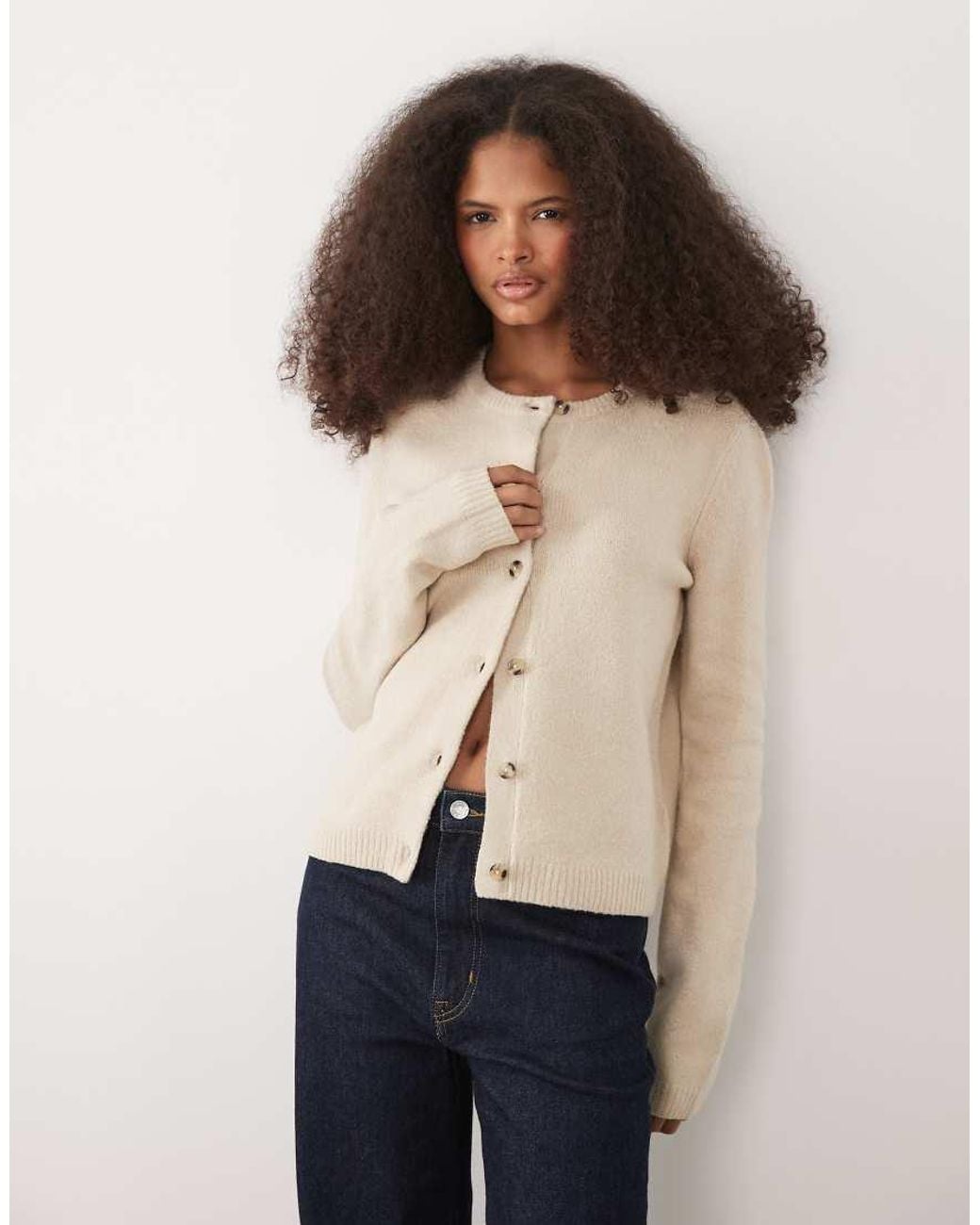 Threadbare Natural Crew Neck Cardigan