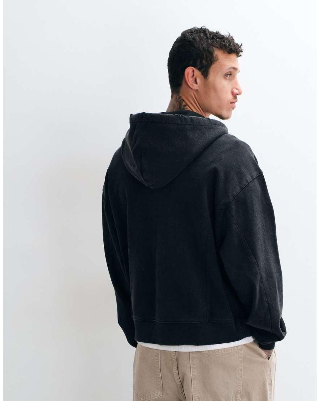 Dime Blue Premium Distressed Logo Double Zip Hoodie for men