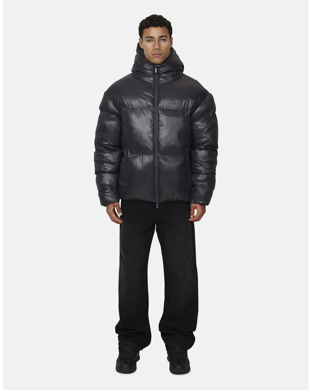 Good For Nothing Gray Hooded Puffer Jacket for men