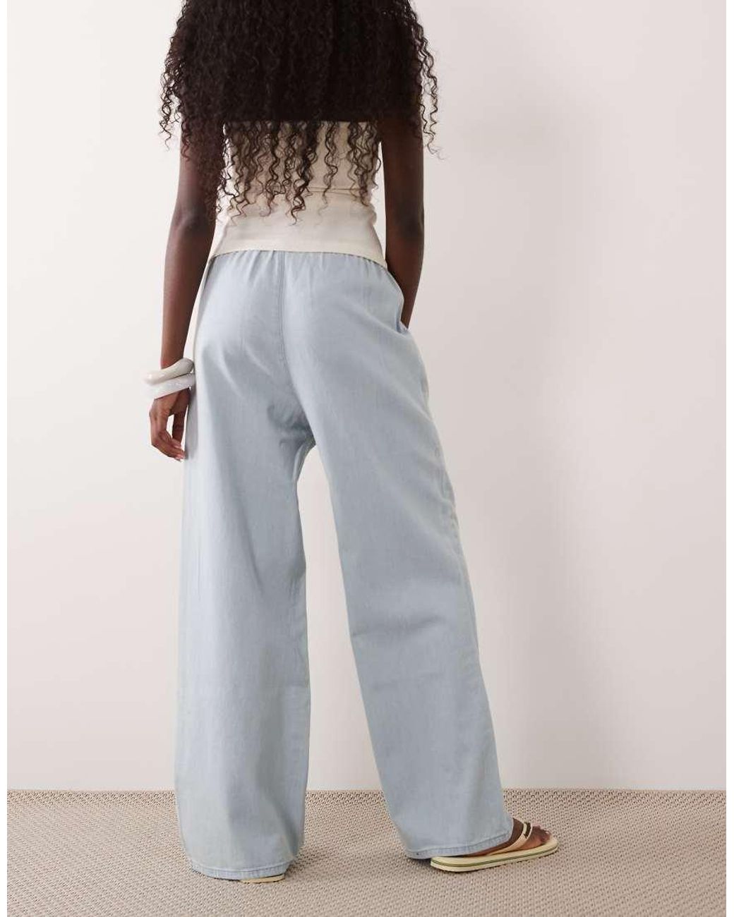 Miss Selfridge Blue Denim Pull On Trouser With Contrast Stitch