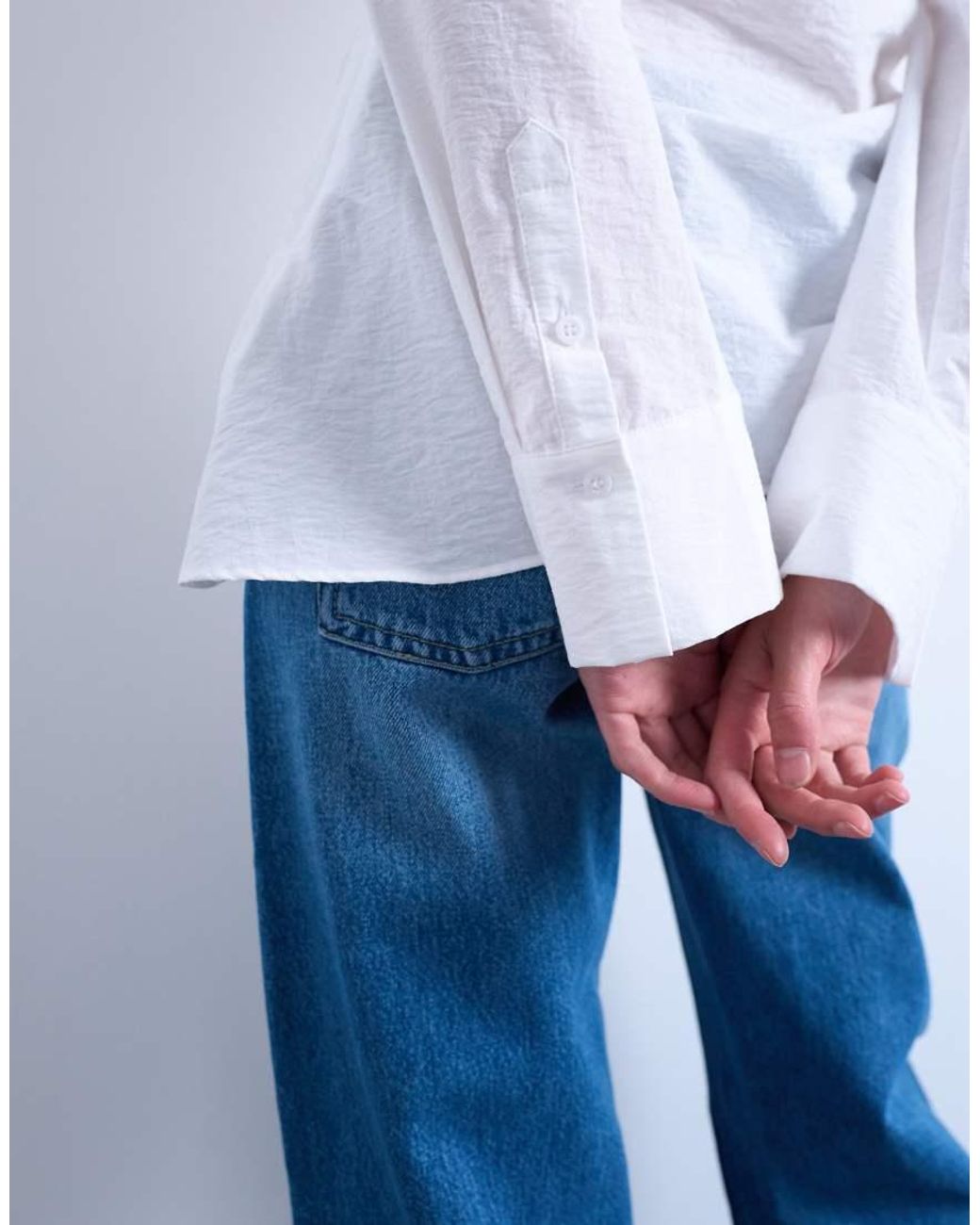 TOPSHOP White Drape Neck Long Sleeve Top