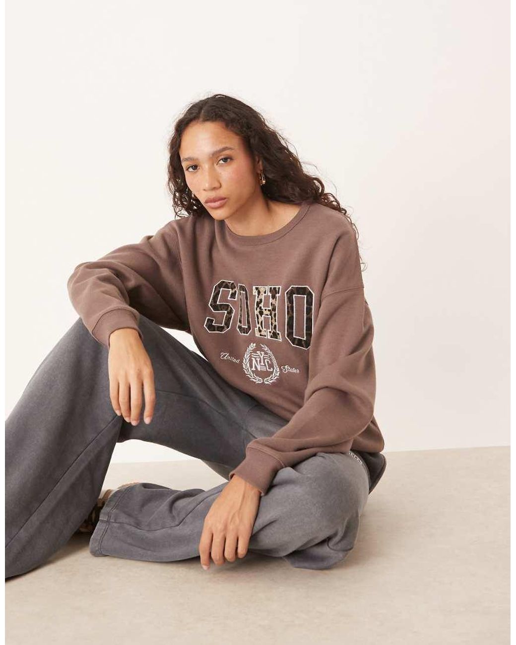 Brave Soul Brown Slogan Crew Neck Sweatshirt