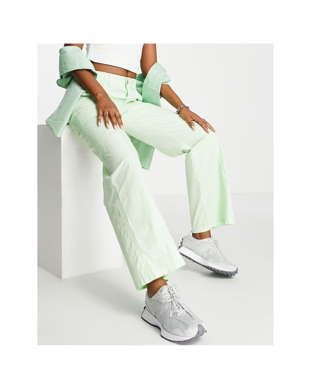 ASOS 00's Low Rise Cargo Pants in Green Lyst