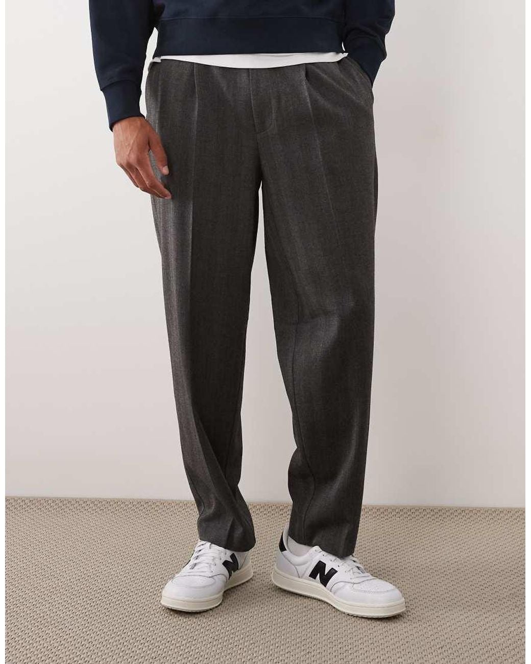 ASOS Gray Oversized Tapered Suit Pants for men