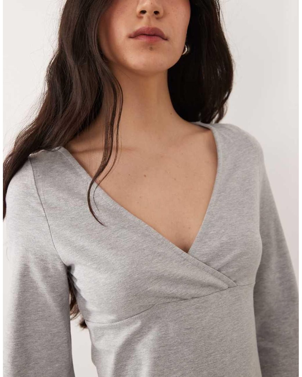 ASOS Natural 3/4 Sleeve With V Neck Mini Dress