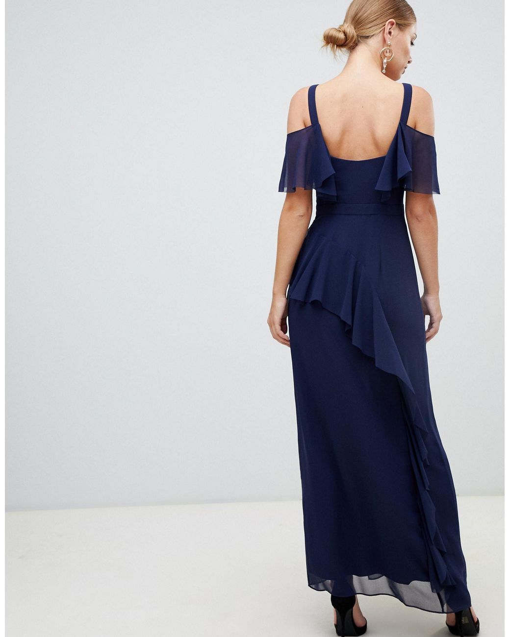 coast ruffle shoulder tie waist dress
