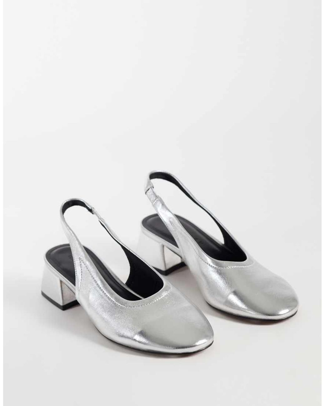 ASOS White Sindy Minimal Block Heeled Slingback