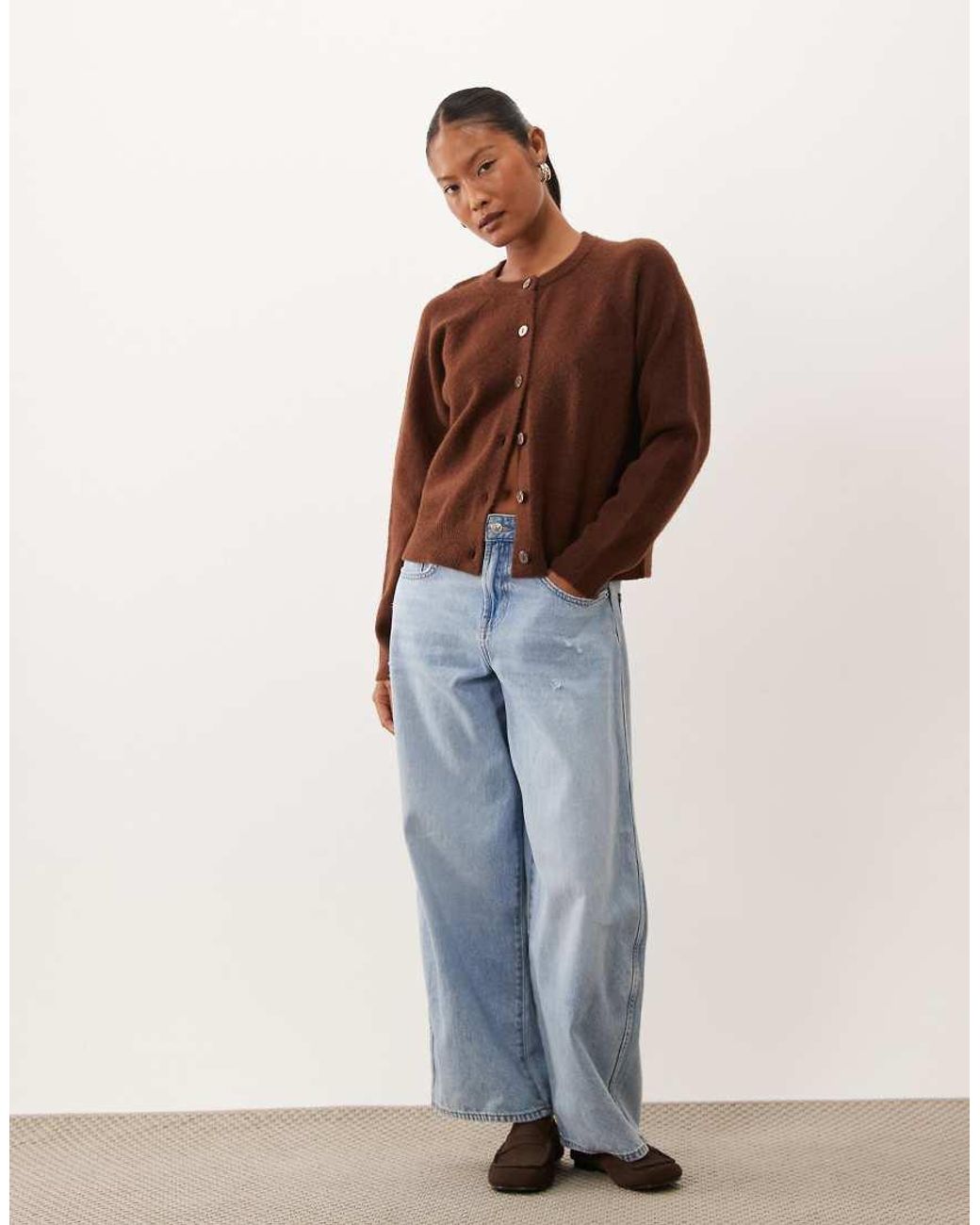 New Look Brown Crew Neck Cardigan