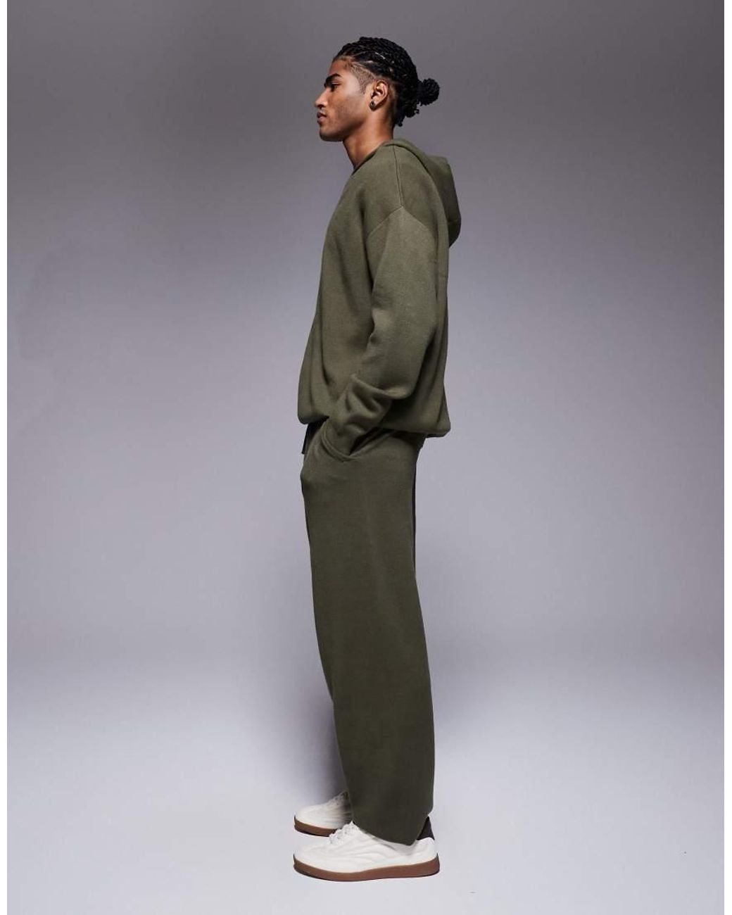 ASOS Green Oversized Knit Cuffed Sweatpants for men