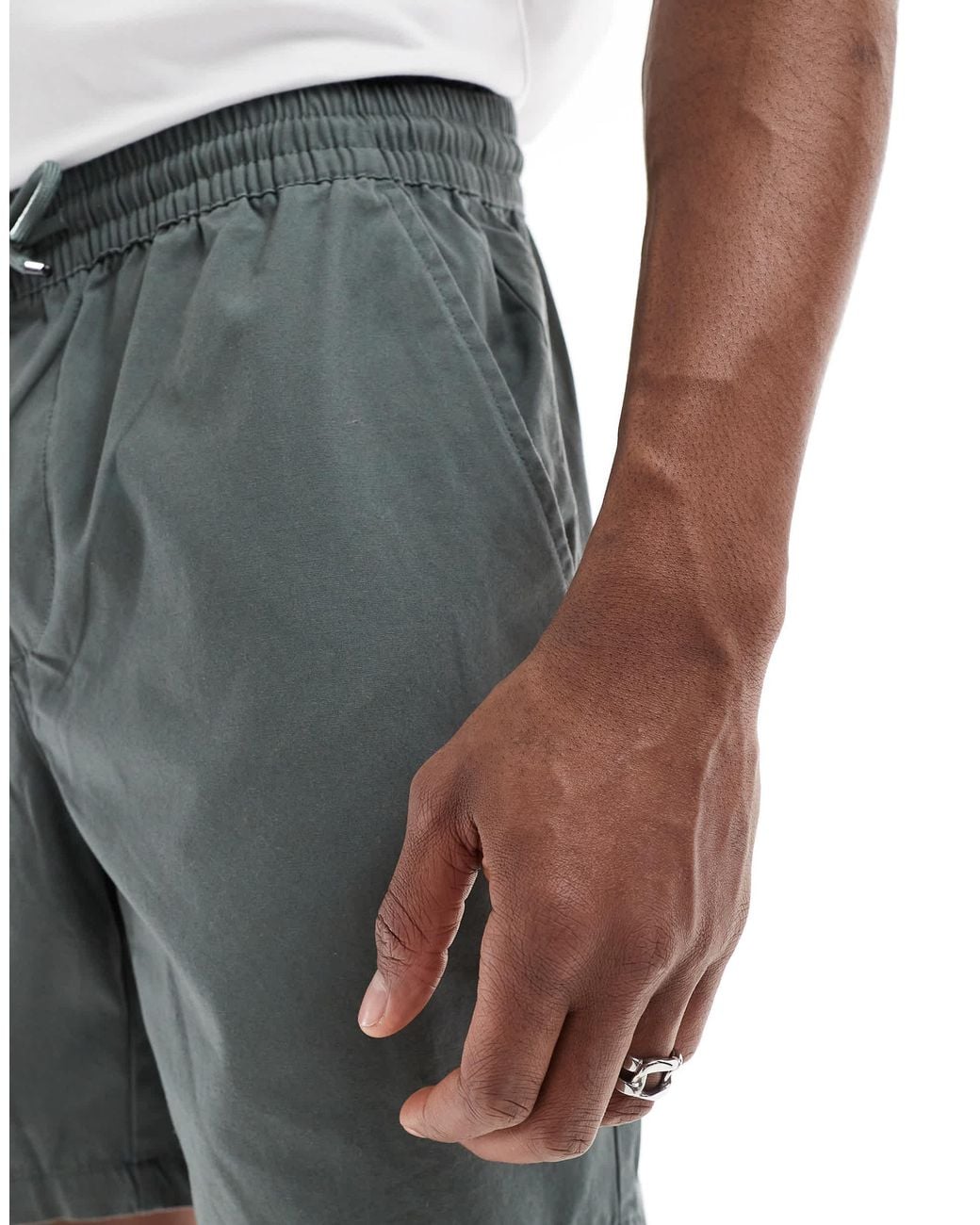 Only & Sons Green Pull On Twill Short for men