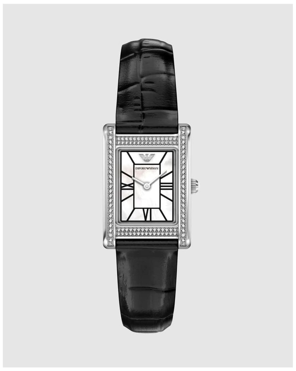 Emporio Armani White Two-Hand Leather Watch