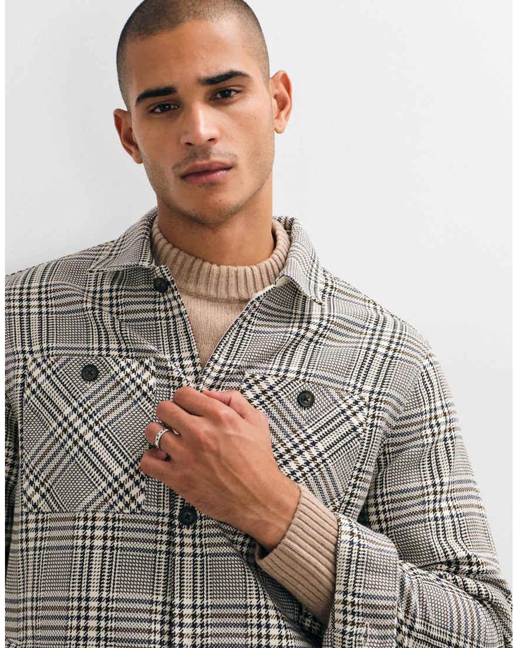Barbour White Alderney Houndstooth Check Overshirt for men