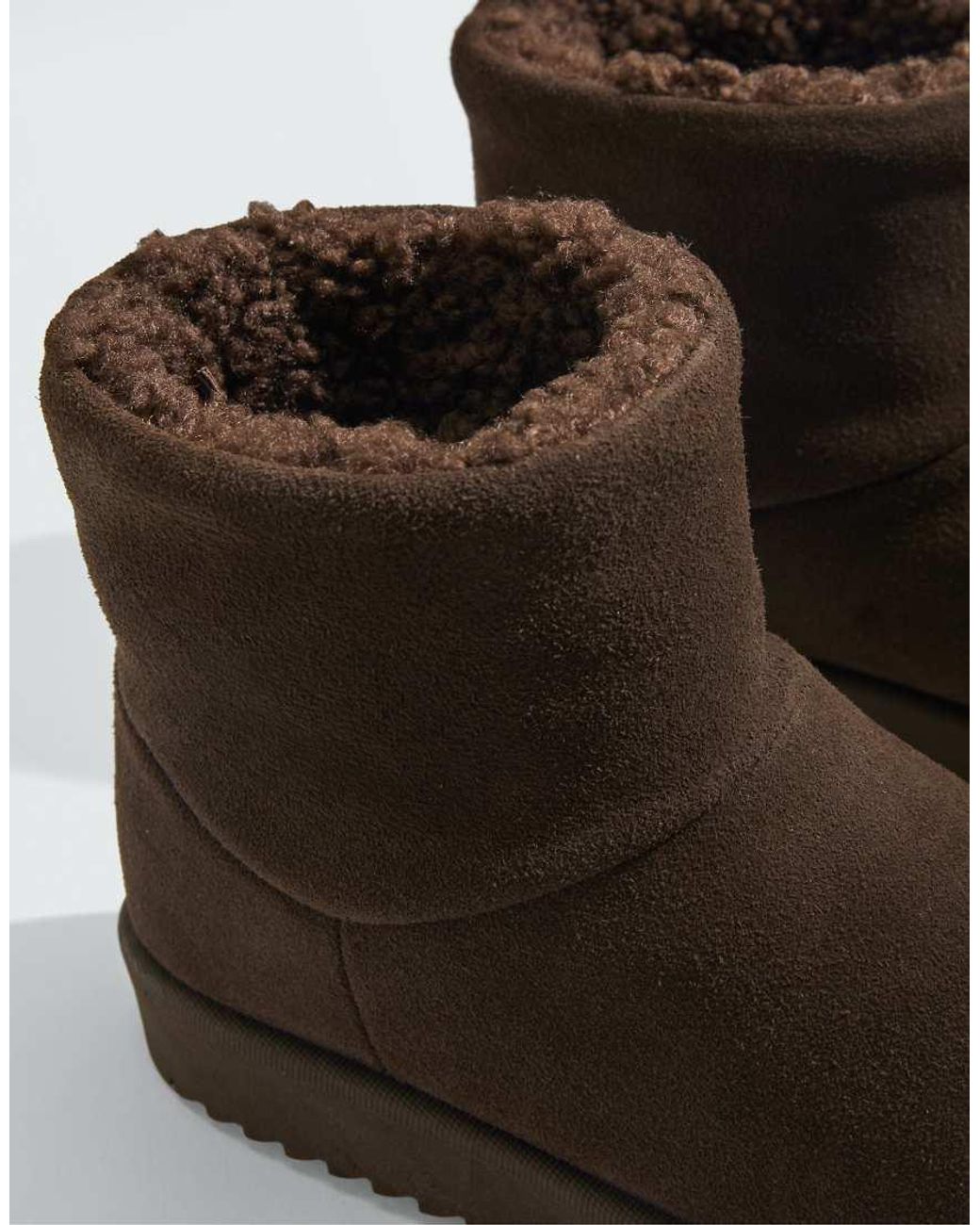 Oysho Brown Leather Ankle Boots
