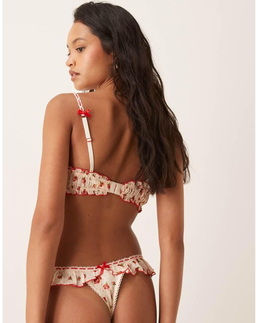 For Love & Lemons Brown Leah Floral Print Thong Co-Ord
