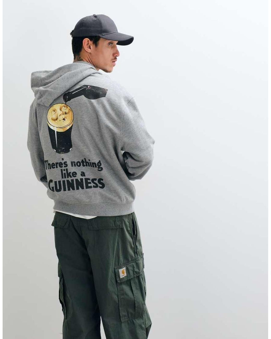 ASOS Gray Relaxed Hoodie With Guinness Print for men
