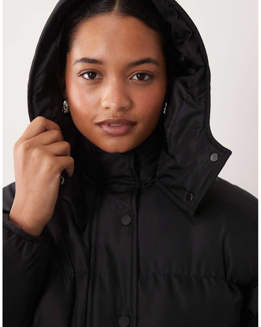 Brave Soul Black Short Puffer Jacket With Hood