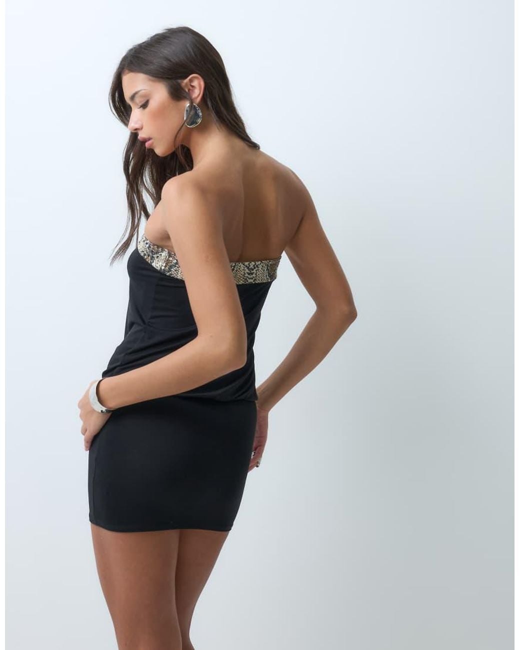Motel Blue Megan Sequin Snake Trim Mini Dress