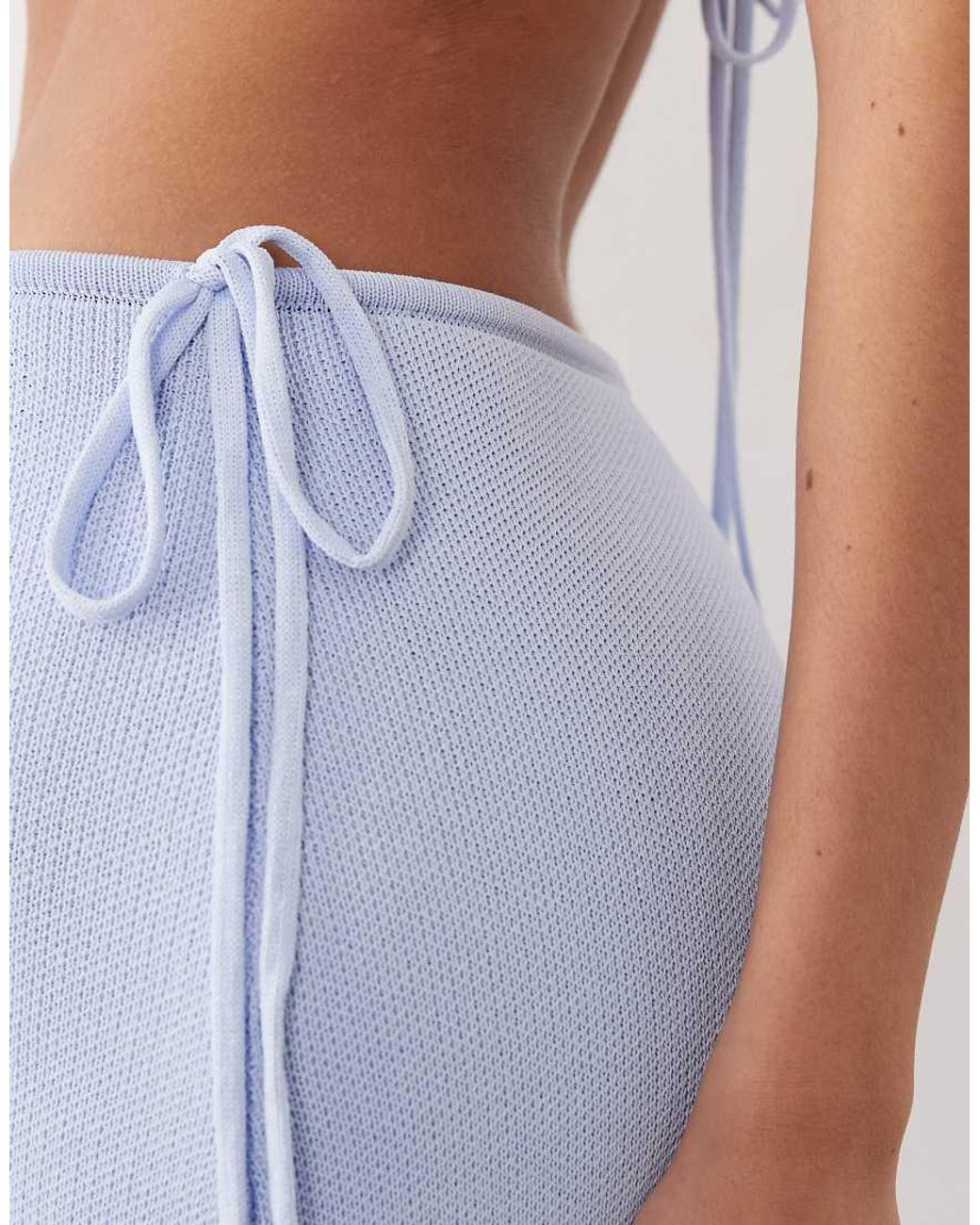 Wanderdoll Blue Sienna Fine Knit Tie Side Maxi Skirt Co-Ord