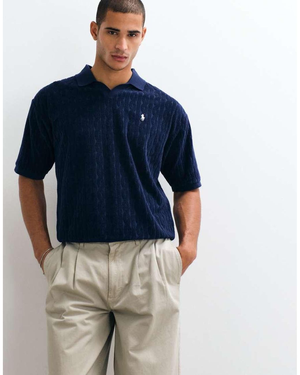 Polo Ralph Lauren Blue Knit Short Sleeve Relaxed Fit Polo for men