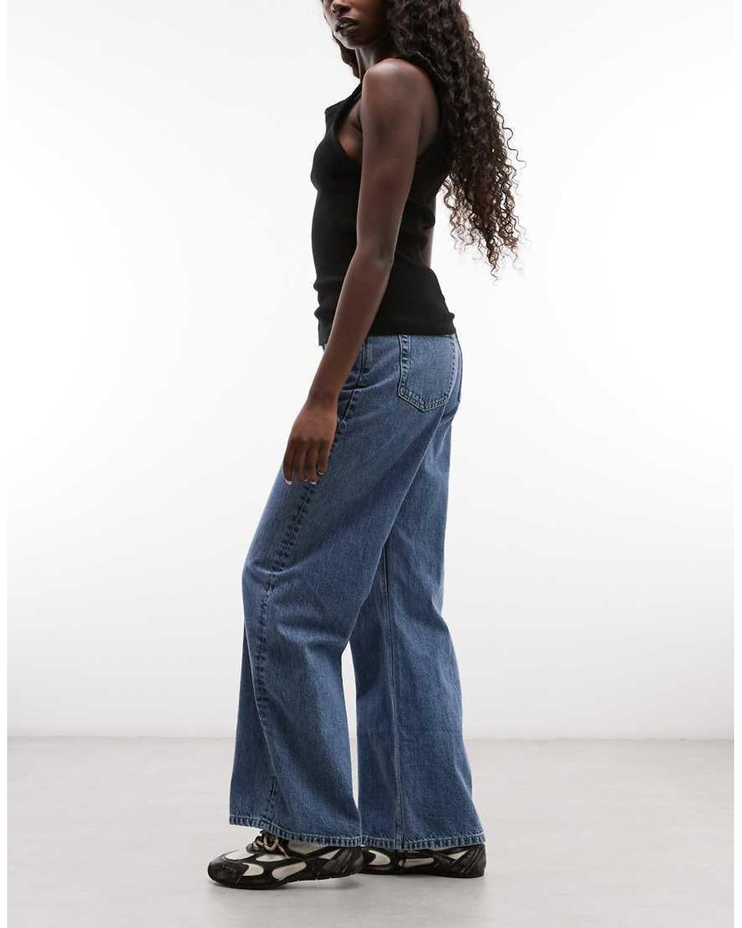 Weekday Blue Paz Mid Waist Wide Leg Jeans