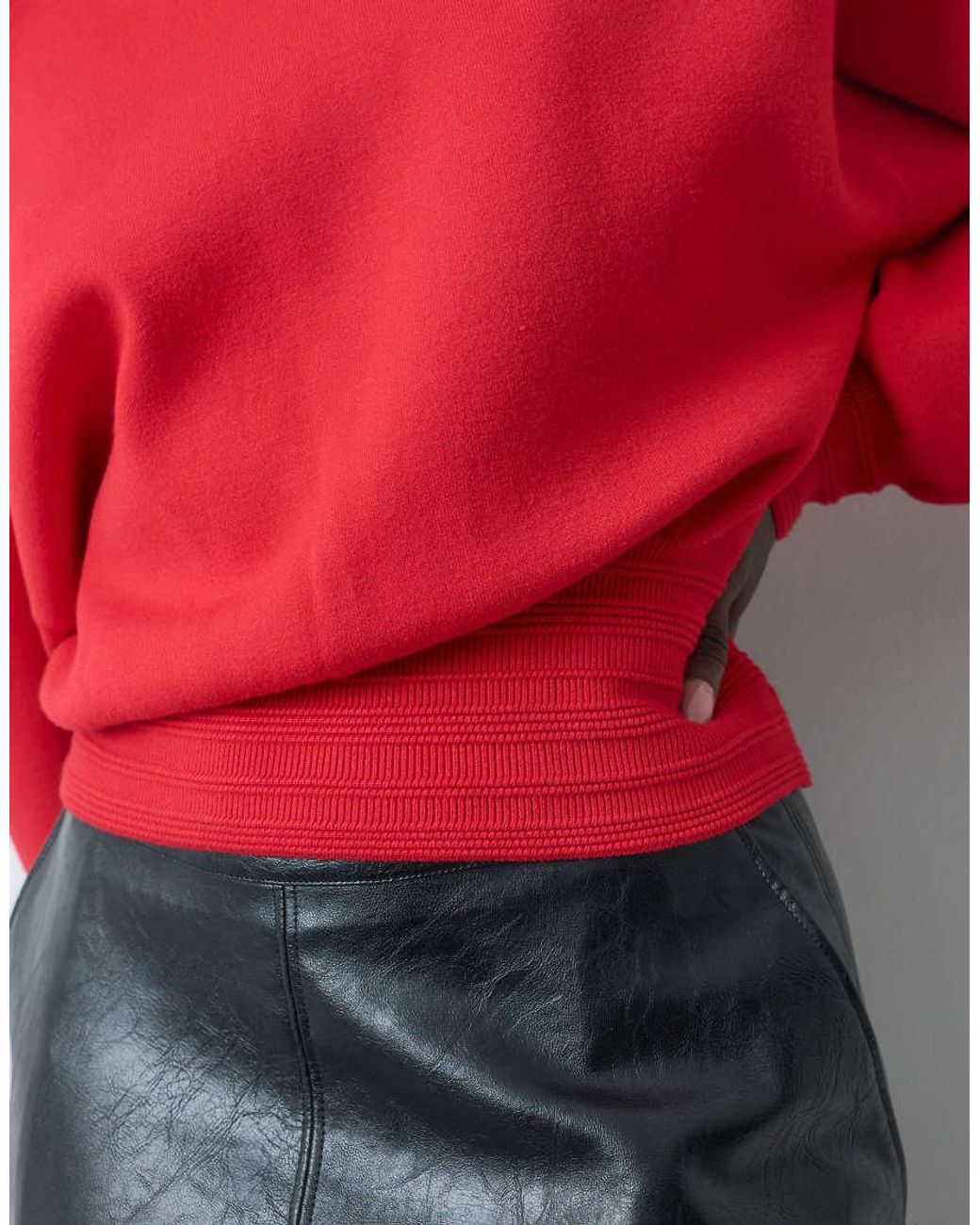 & Other Stories Red Crew Neck Jumper With Balloon Sleeves