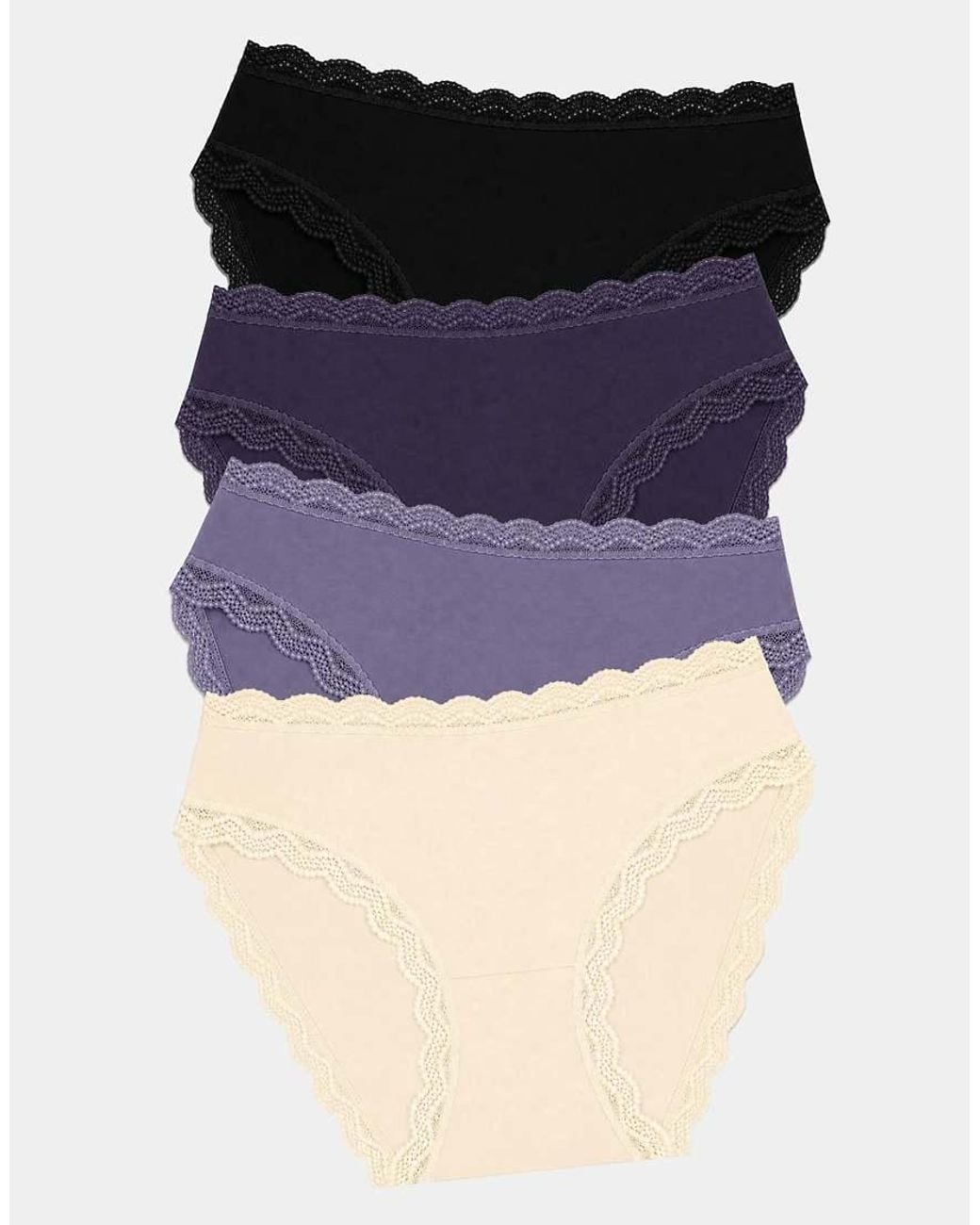 Stripe & Stare Blue Mid Rise High Leg Knicker Four Pack