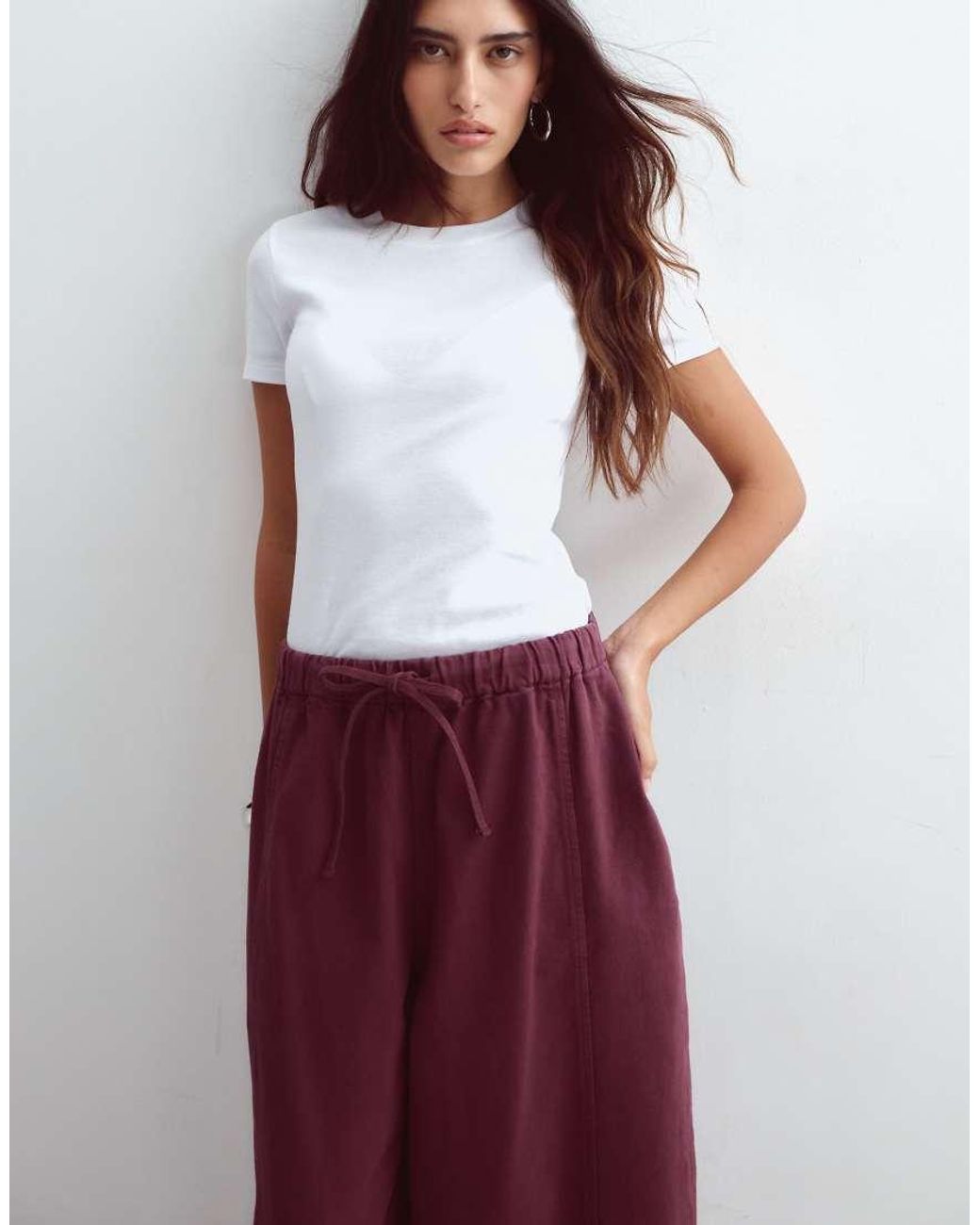 ARRANGE Red Willa Elasticated Waist Drawstring Trousers