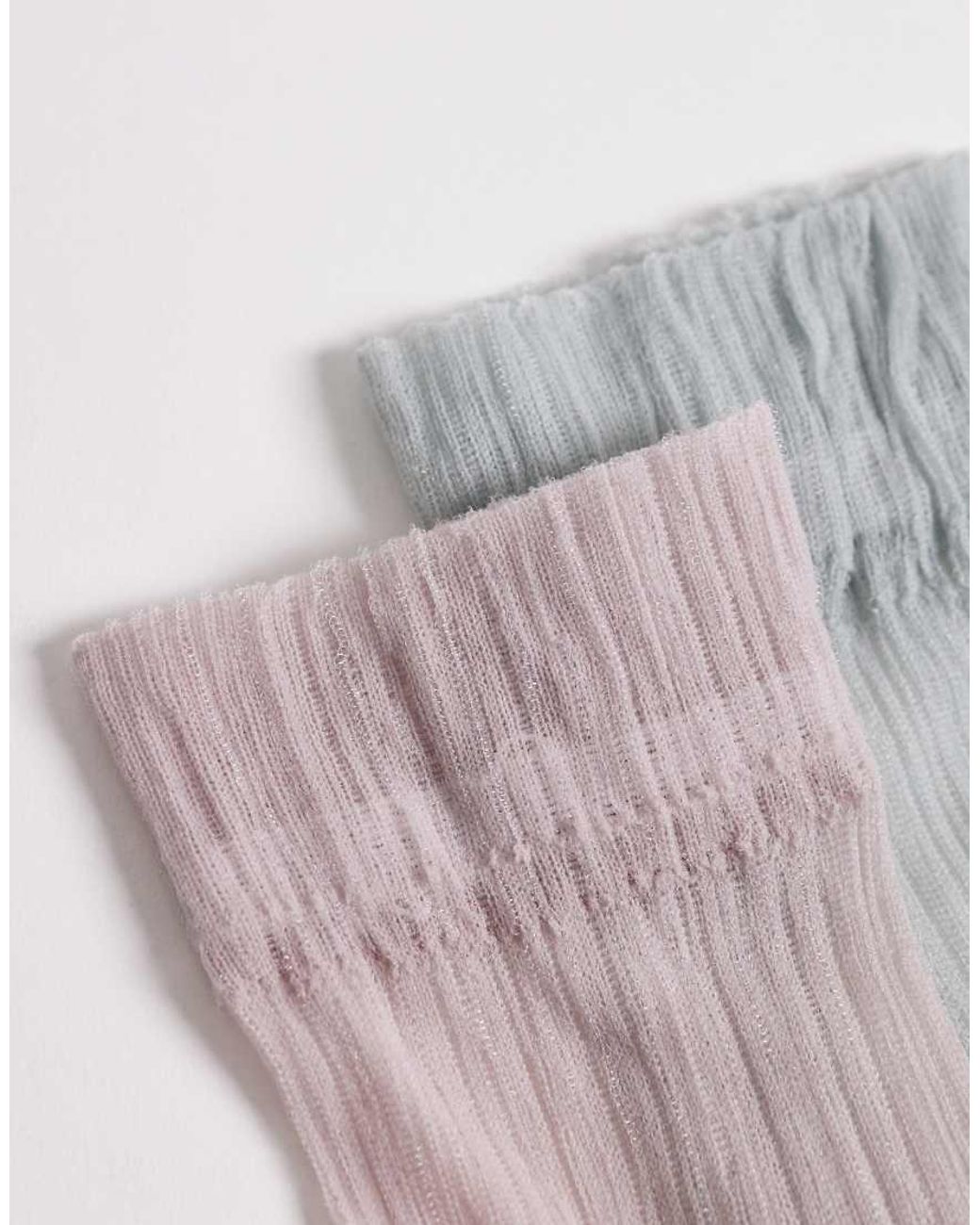 Confezione Da 2 Paia Di Calzini Trasparenti Grigio Tenue E Malva di ASOS in White