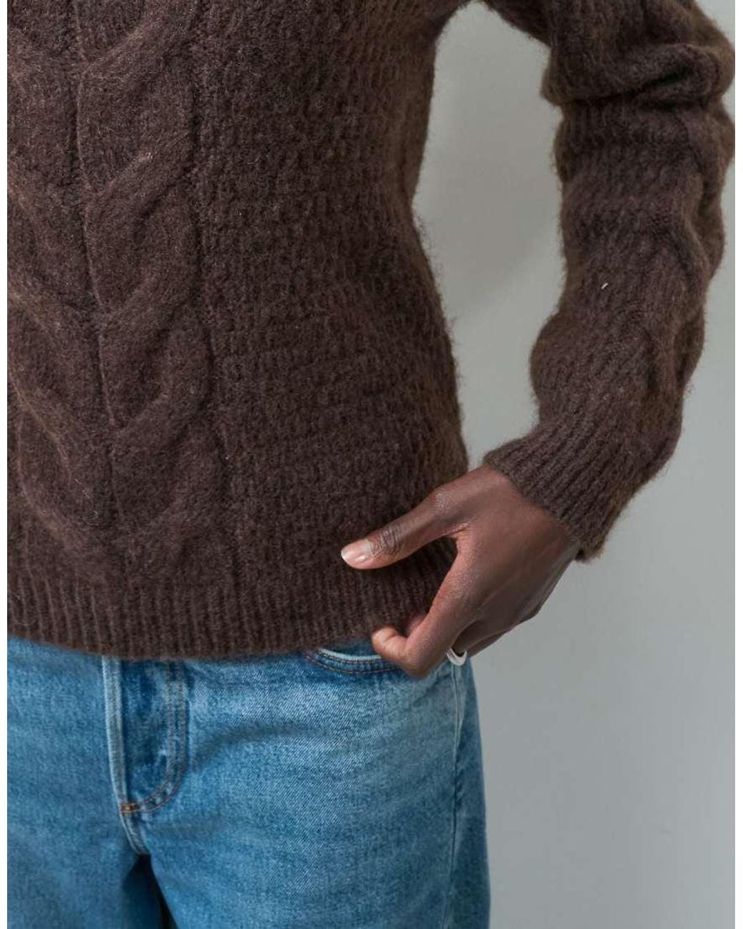 Pieces Brown Cable Knitted Jumper