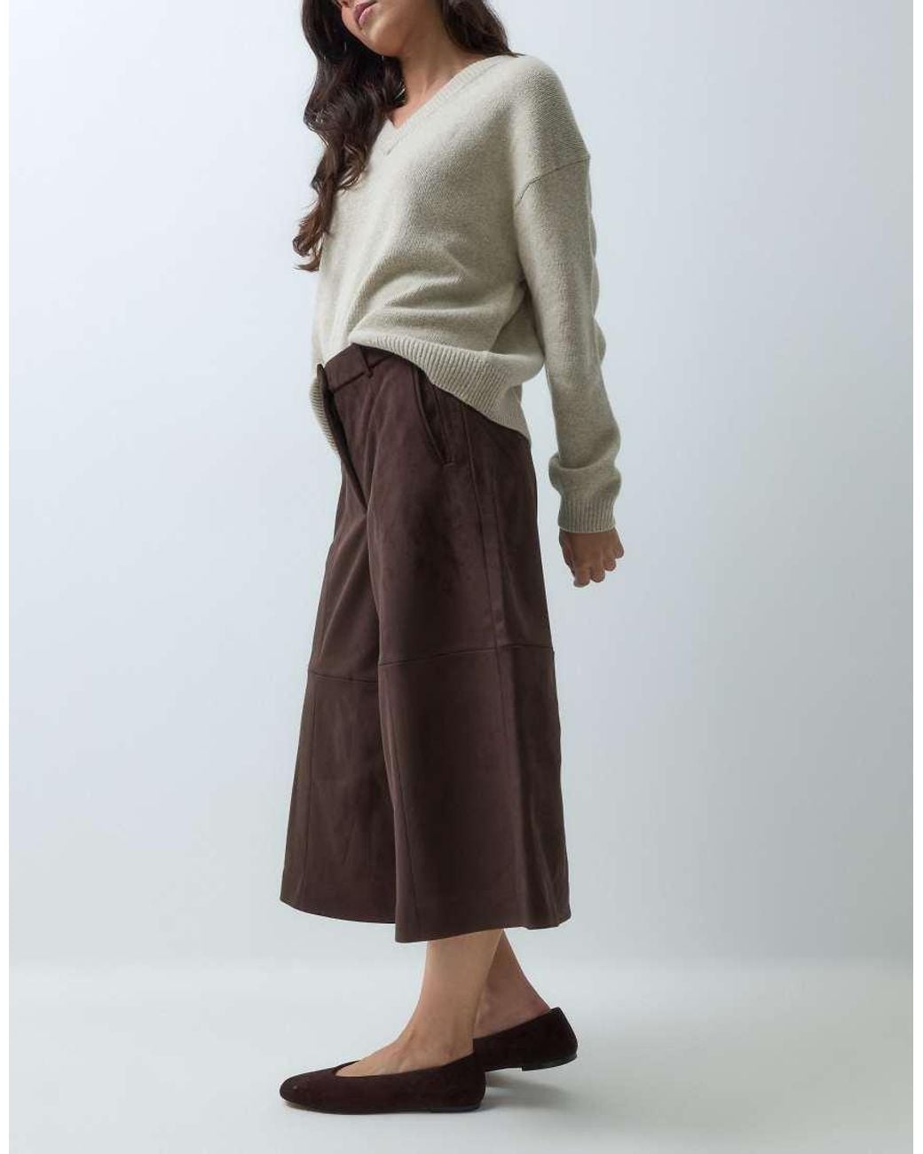 Abercrombie & Fitch Brown High Rise Faux Suede Culottes