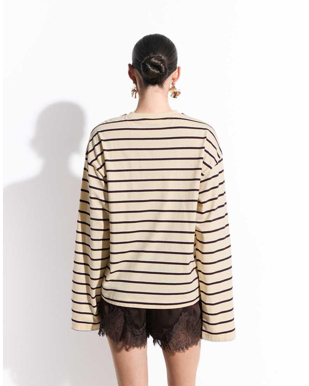 Monki White Boxy Long Sleeve Top