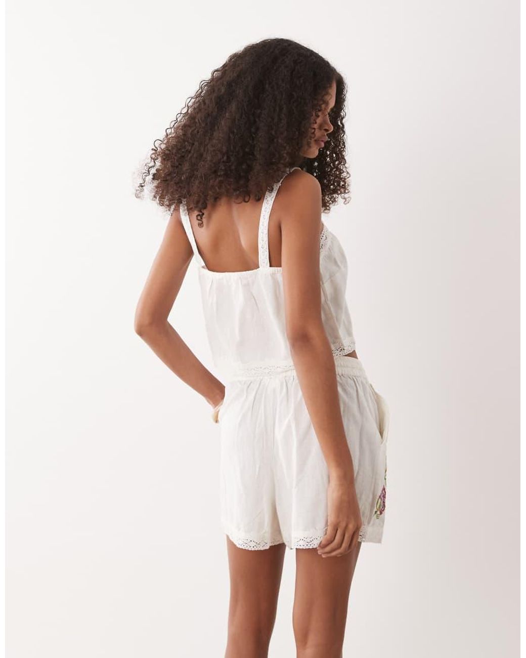 Accessorize White Floral Embroidery Cami Top