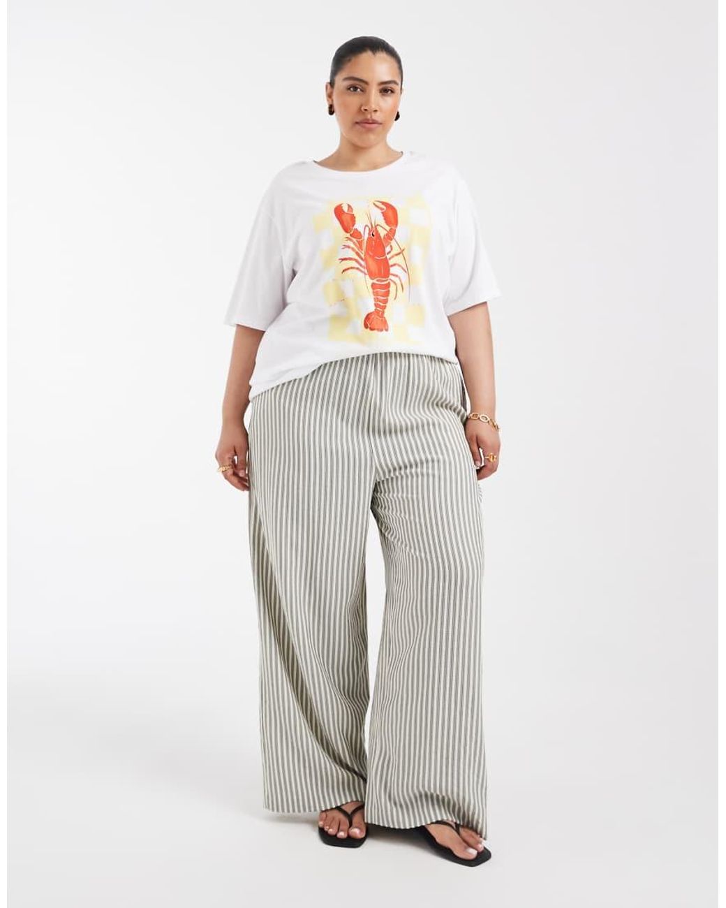 ONLY White Oversized T-shirt With Lobster Print