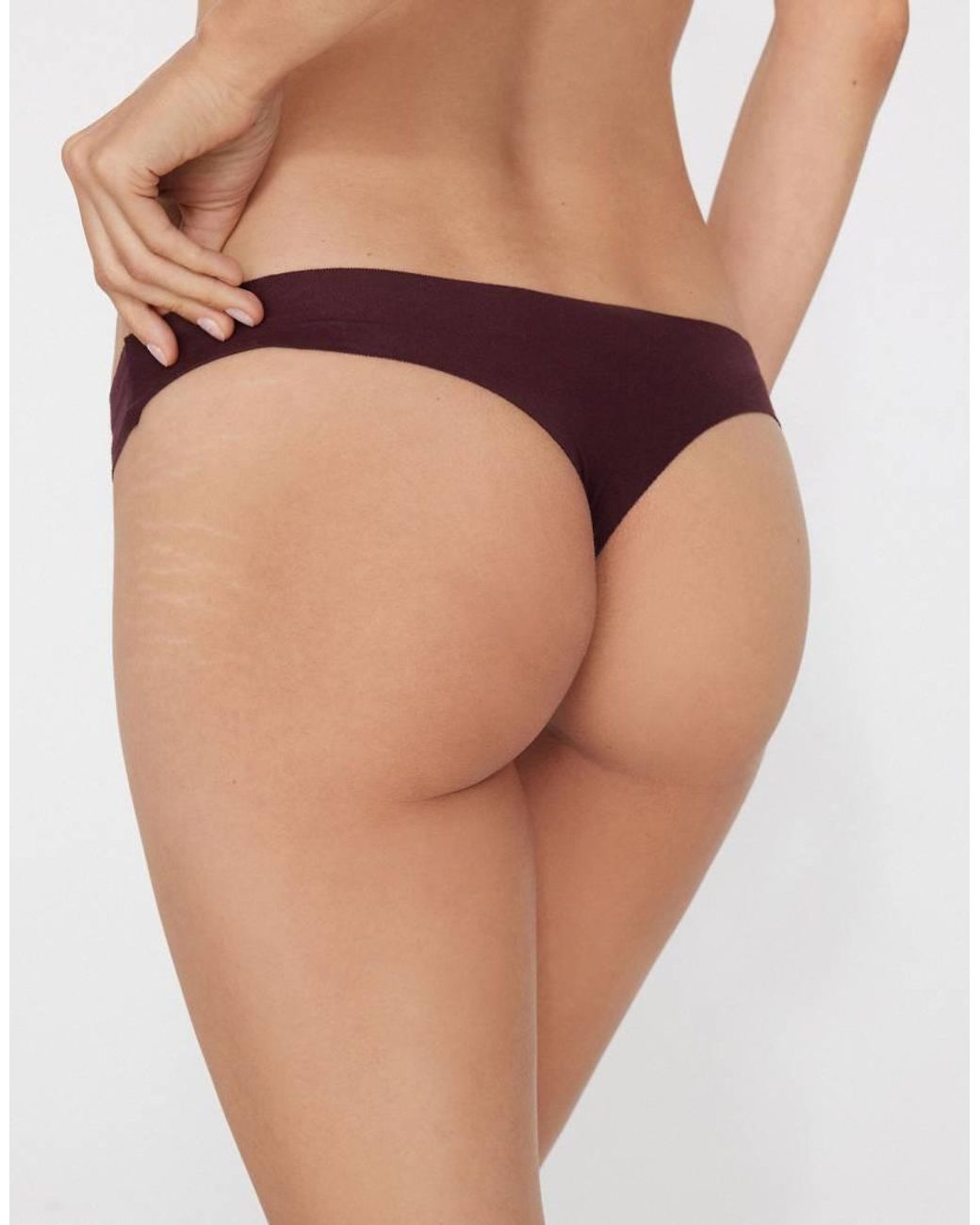 Tezenis Purple Seamless Cotton Brazilian Briefs