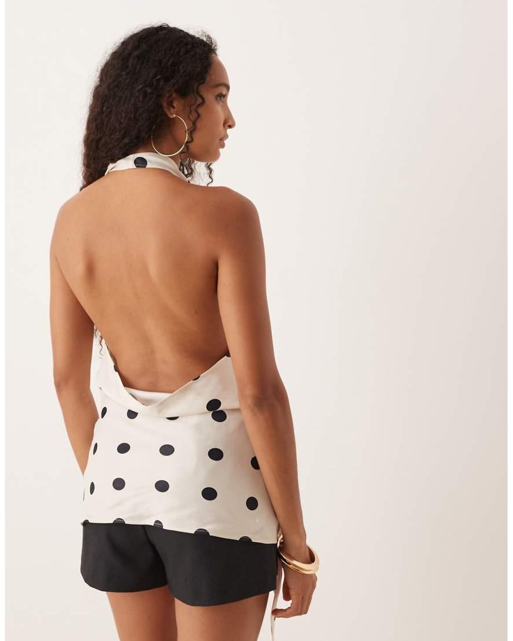 ASOS White Satin Scarf Neck Drape Top