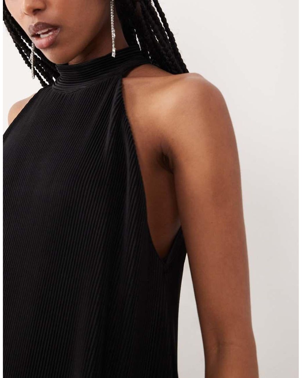 Gina Tricot Natural Halter Neck Flowy Maxi Dress