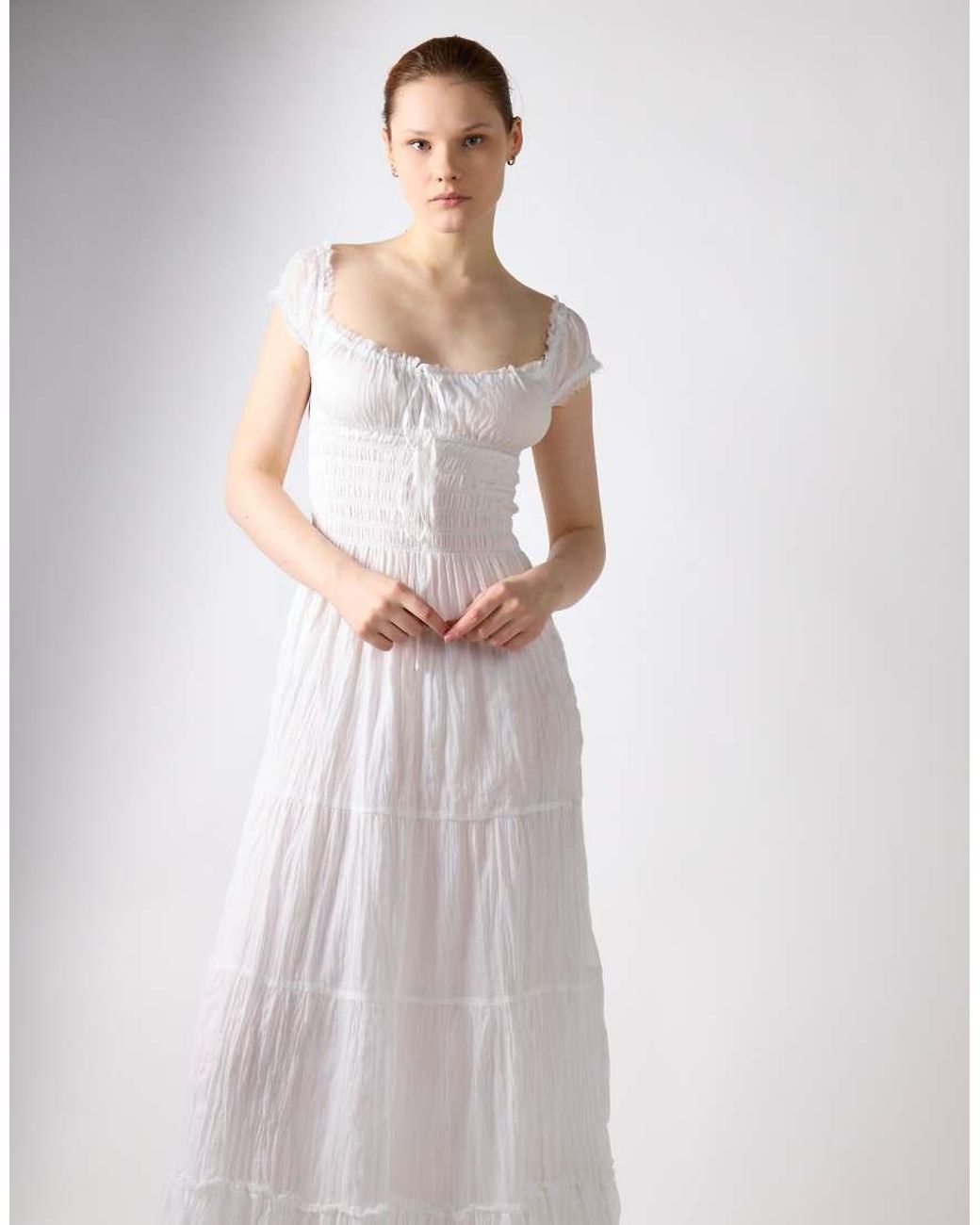 Glamorous White Babydoll Maxi Dress