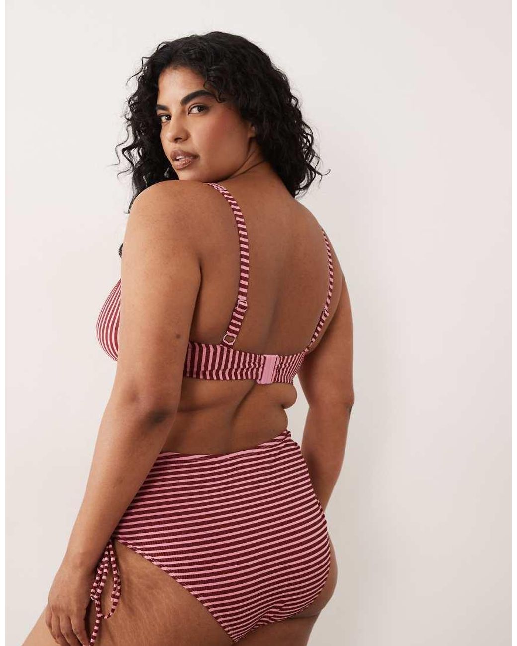 ASOS Red Asos Design Curve High Waist Bikini Bottom