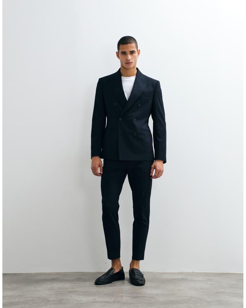 ASOS Blue Slim Double Breasted Suit Jacket for men
