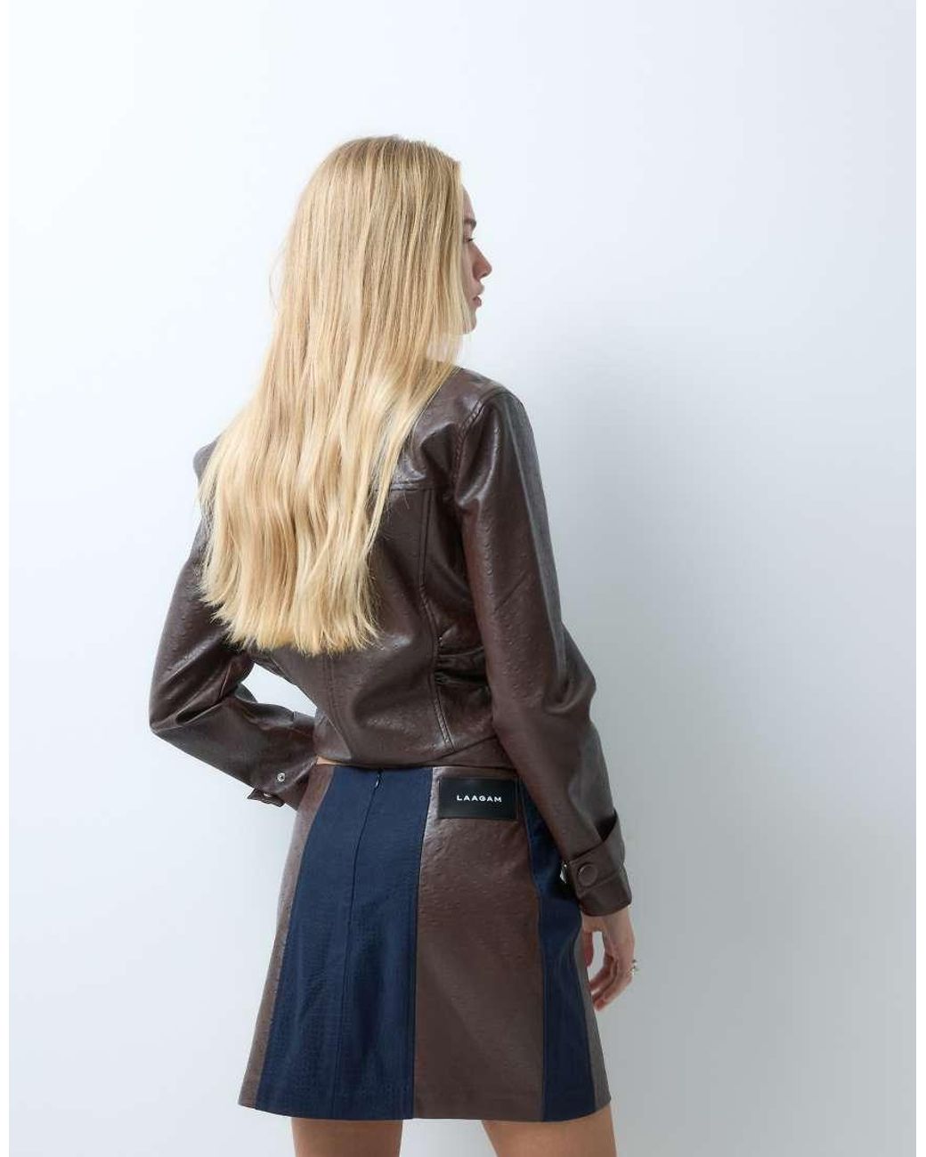 laagam Blue Lior Textured Mini Skirt