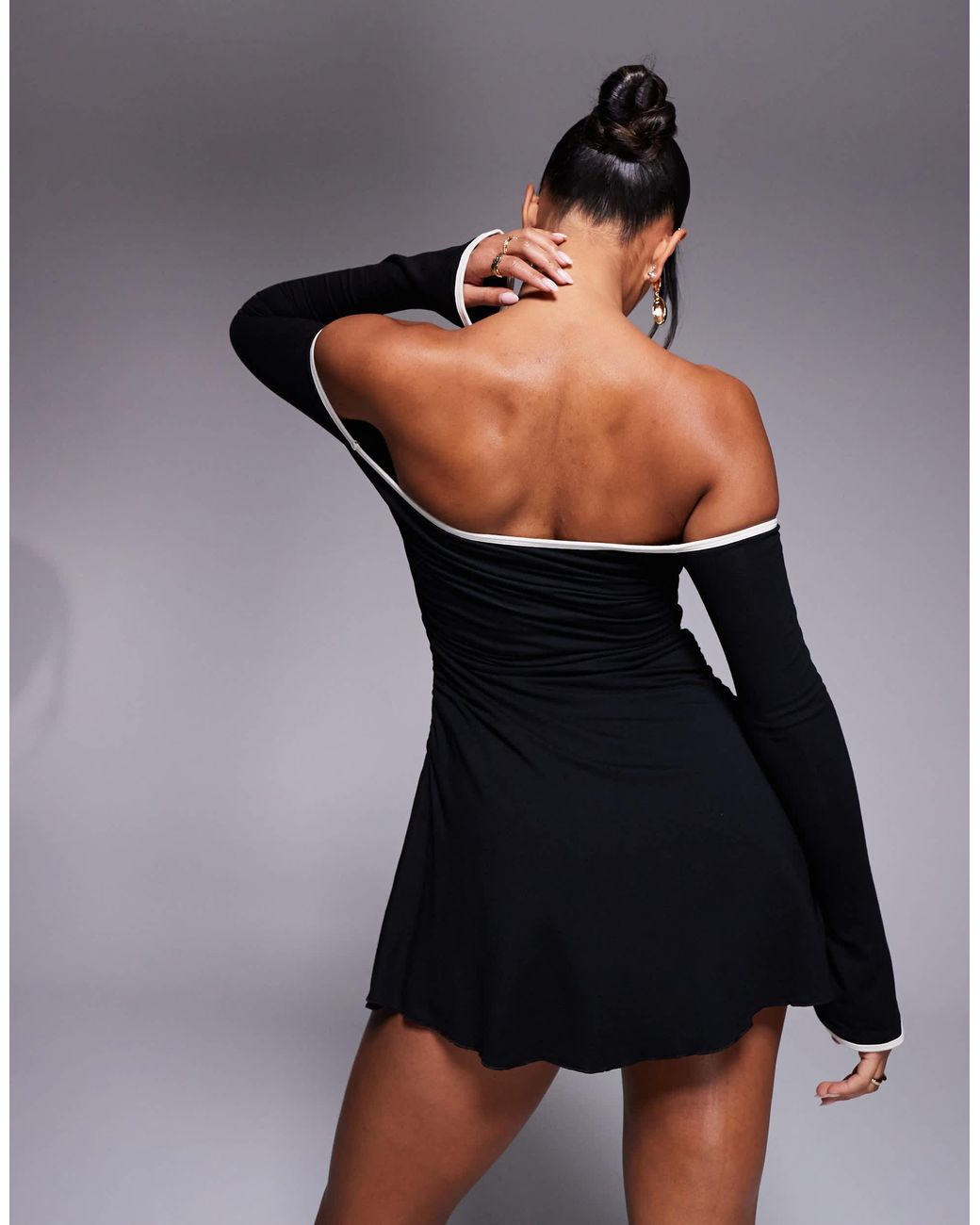 Oh Polly Black Sweetheart Mini Dress Oh Polly Stasia Contrast Sweetheart Jersey  Mini Dress In Black Lyst